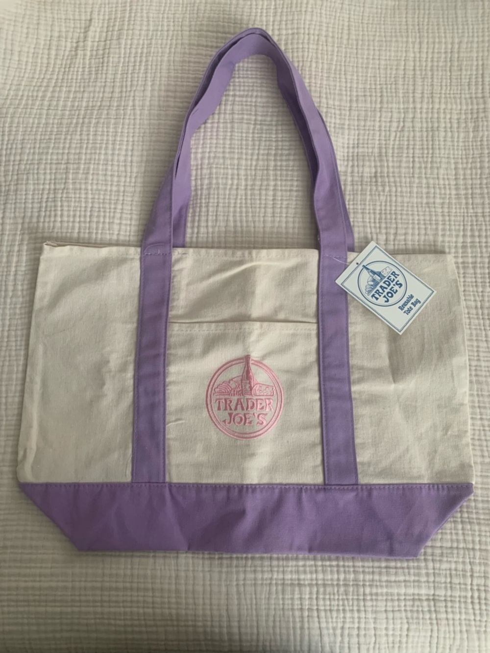 Lavender & Cream Canvas Tote Bag